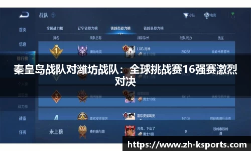 秦皇岛战队对潍坊战队:全球挑战赛16强赛激烈对决